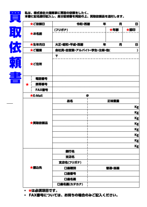 通信買取 買取申込書