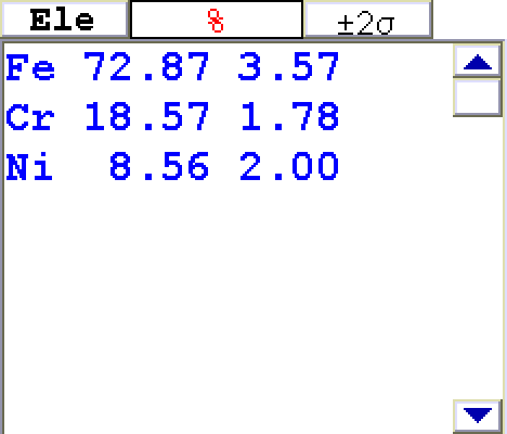 18-8 STAINLESS の分析結果